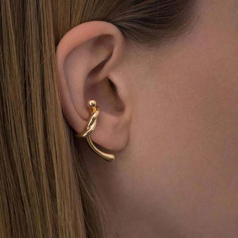 Fashion Designer earrings Gold Color Knotted Ear Clip for Women Girls Simple No Pierced Ear Cartilage Clip Jewelry Gifts