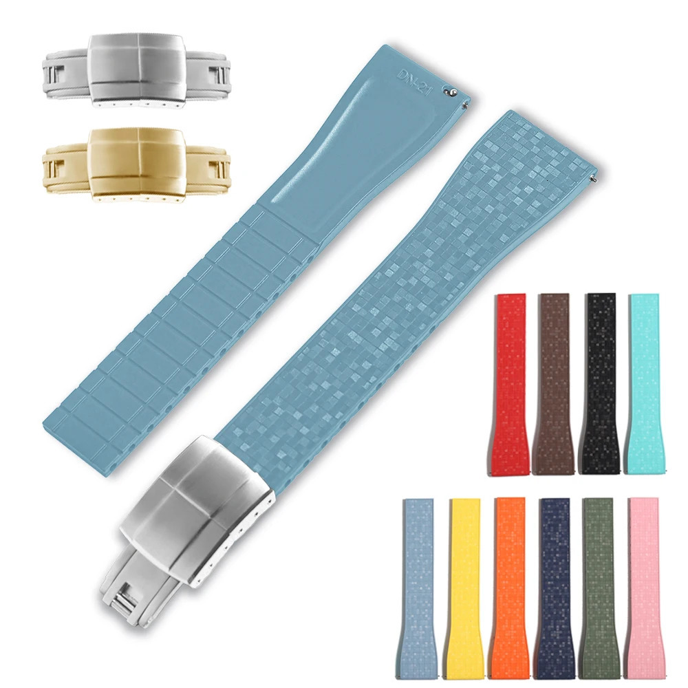 CTS FKM Rubber Watch Strap 16mm 18mm 19mm 20mm 22mm Quick Release Butterfly Buckle Watch Band FKM Strap Cut To Size 251016