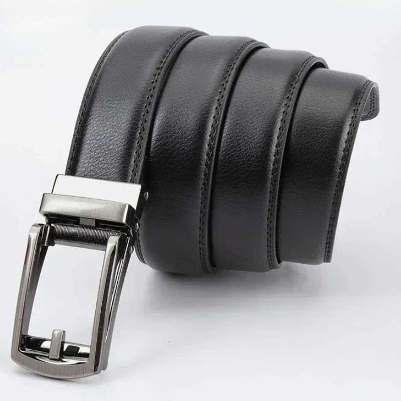 2025 Leather Mens Womens 35cm Click Belt with High Quality Alloy Automatic Buckle Unisex Classic Business Belts for Jeans W251018