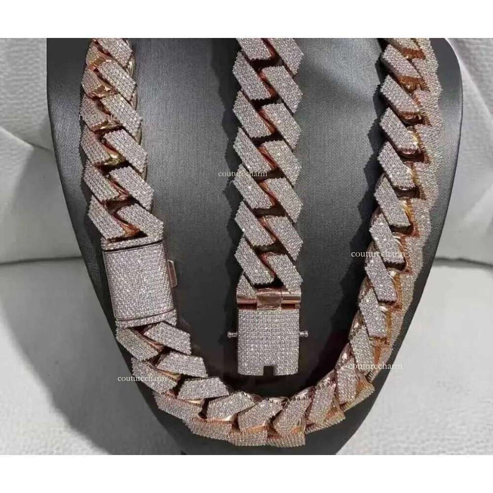 Pendant Necklaces Hip Hop Rapper Sier 20mm Wide 4 Rows Vvs Moissanite Full Iced Out Cuban k Chain Necklace