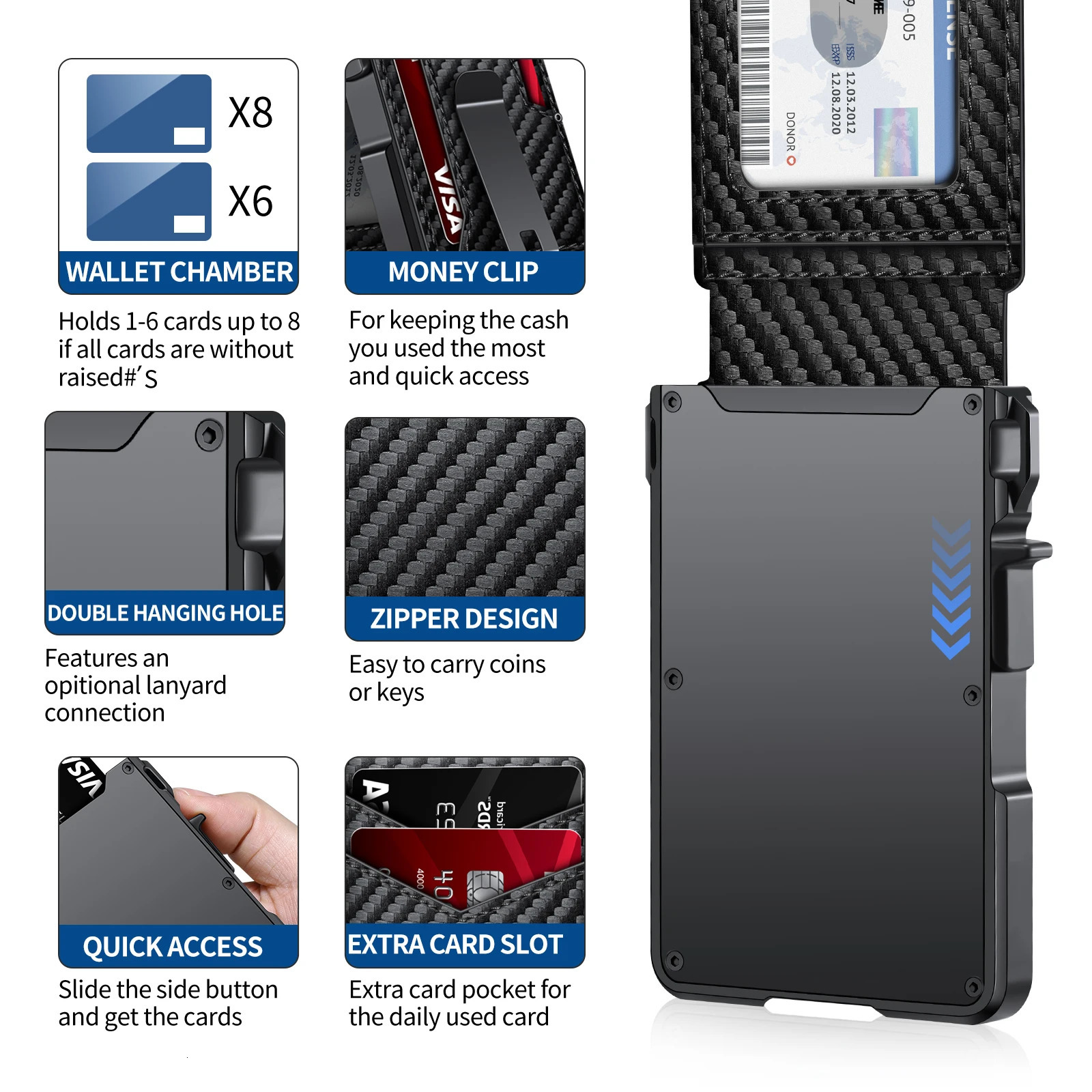 Mens Wallet Tactical Bifold Wallets for Men Metal RFID Blocking Aluminum Money Cards HolderMinimalist Mens Wallet with Gift Box 251013