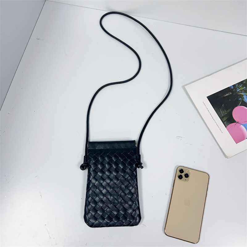 Luxury Brand Designer Bag Fashion Simple New Crossbody Small Bag Trendy Solid Color Woven Single Shoulder Vertical Casual Phone Bag Niche Women's
