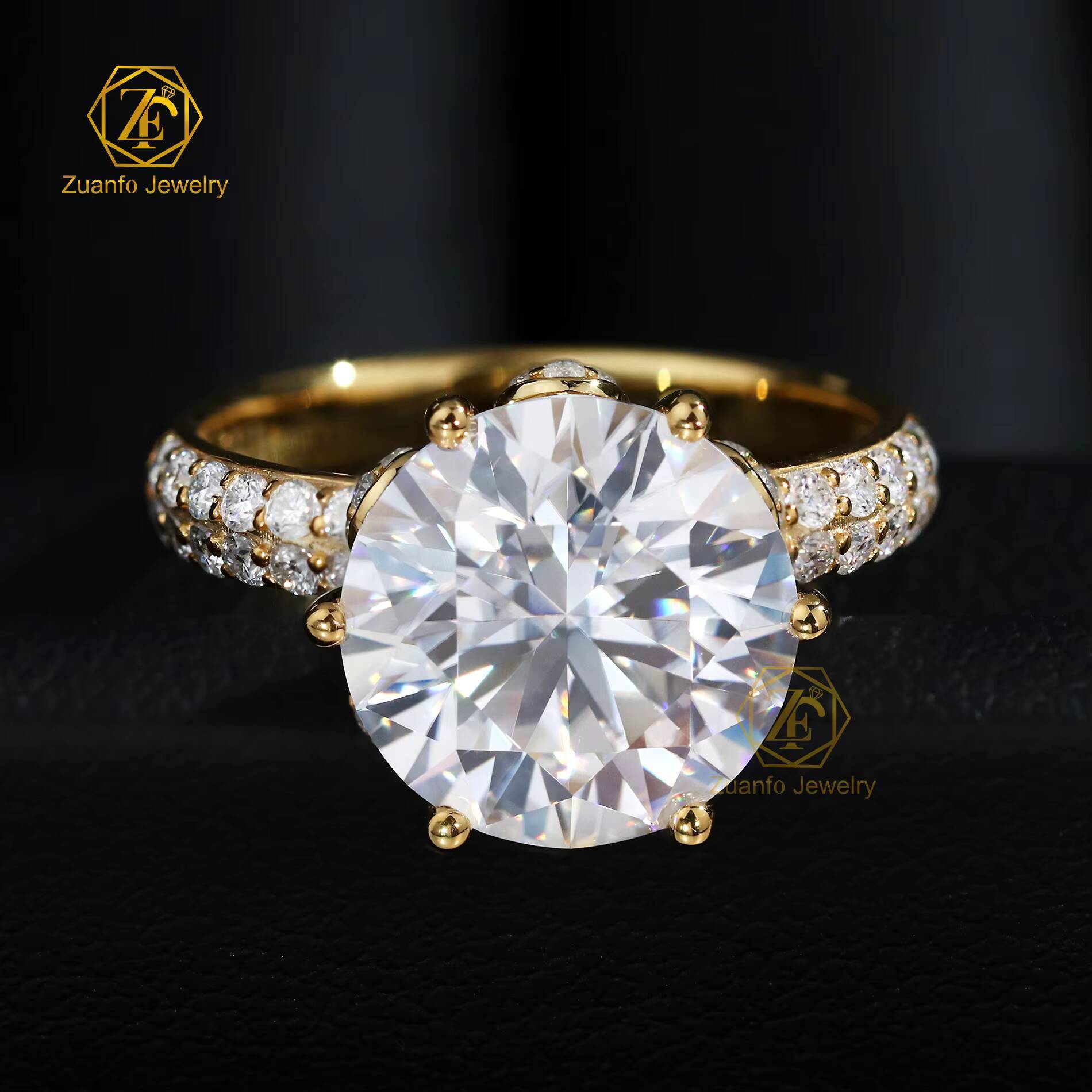 Luxury Moissanite Rings Women Engagement 5CT 11mm Large Size Round Cut Moissante Diamond 925 Silver Wedding Ring
