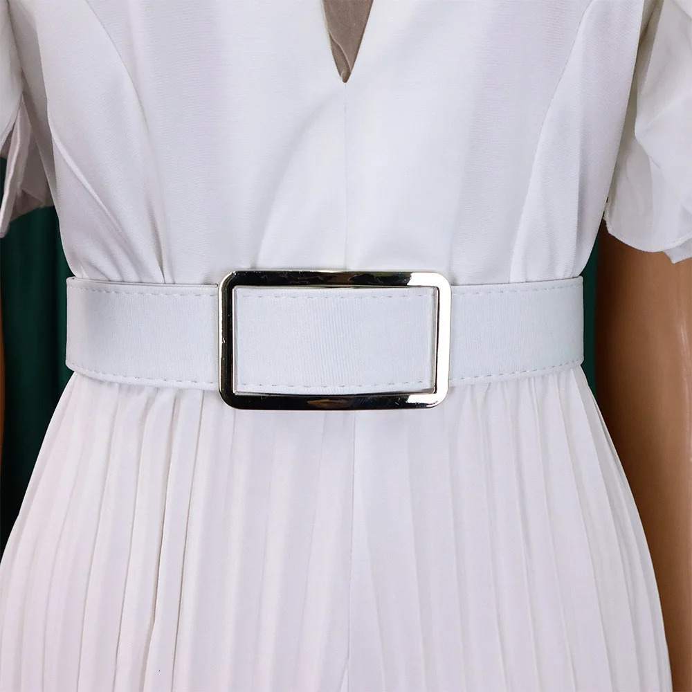 Elegant Pleated Jumpsuits Rompers for Women V Neck Ruffles Belt Waisted High Waisted Floor Length Birthday Party Outfit 251016