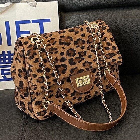 Luxury Brand Designer Bag 2025 New Autumn And Winter Leopard Print Single Shoulder Crossbody Bag High-End Style Fashion Chain Tote Bag For Women