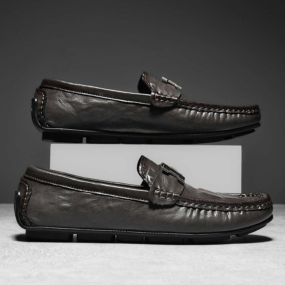 Douyin Live designer shoes Crocodile Pattern Loafers Lazy Driving British flats Casual Men's Shoes Genuine Leather Cowhide