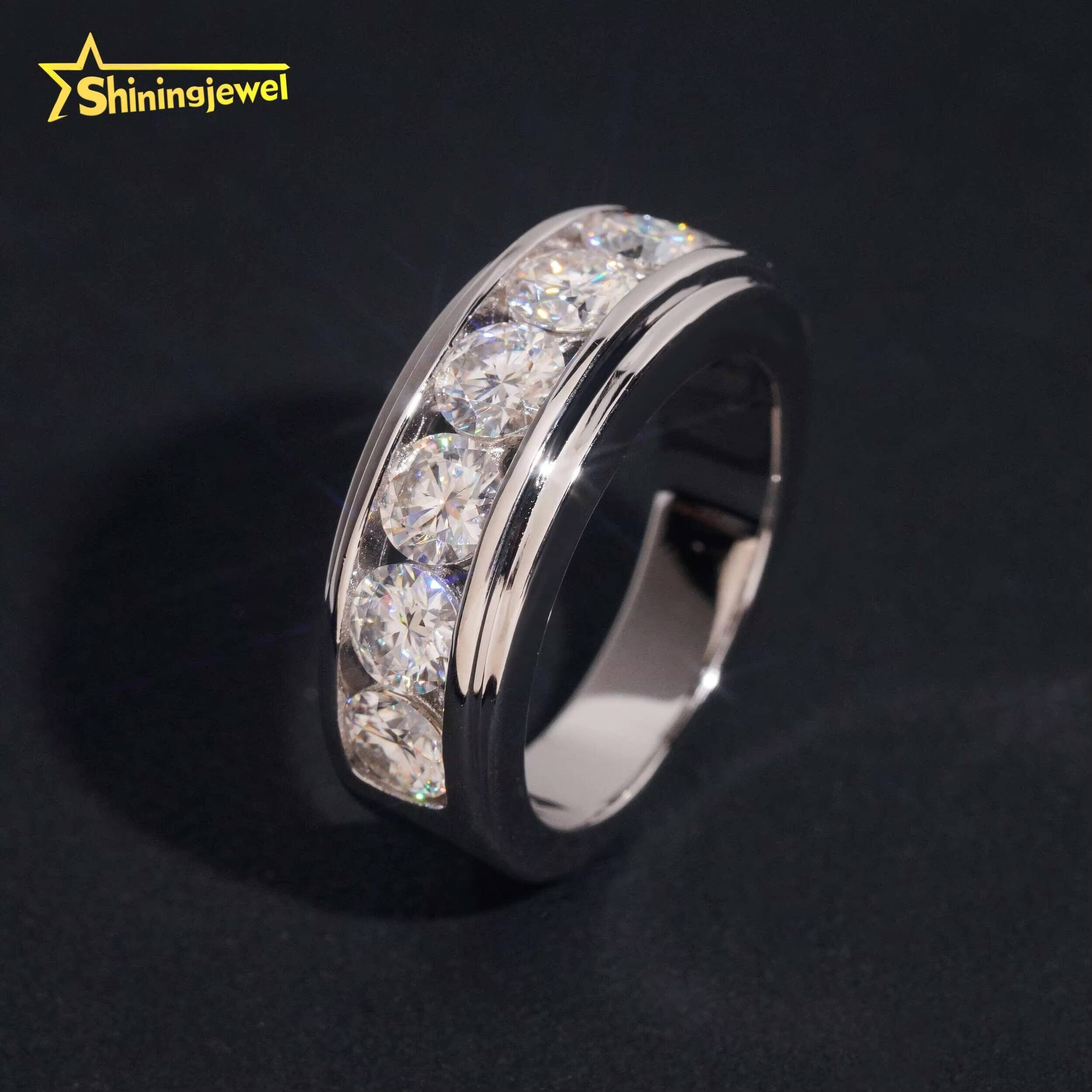 Pass Diamond Tester Custom Made GRA Certificate Half Eternity VVS Moissanite 925 Silver Ring