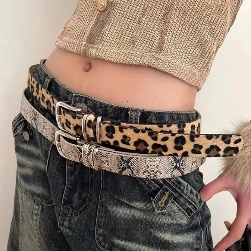 Fashion Leopard Print Snake Skin Versatile Belts for Women Adjustable Buckle Belt Soft PU Leather Belts Casual Jeans Decoration 251016