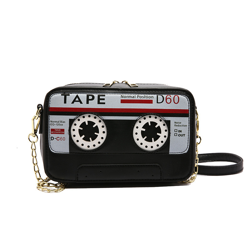 New casual bag for women, designer crossbody bag, cute mini retro recorder, stereo single shoulder phone backpack, color blocked