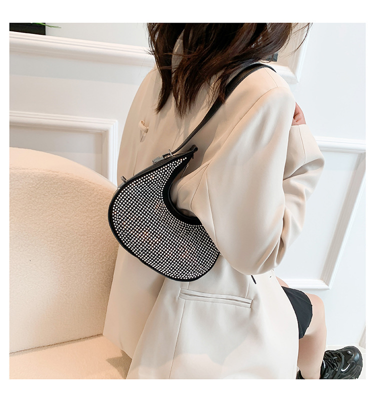 Luxury Brand Designer Bag Shiny Diamond Bag Women's Bag 2023 New Trendy Fashion Single Shoulder Underarm Bag High-End Niche Crossbody Bag