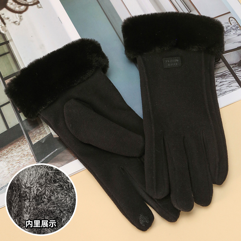 De Rong Warm Autumn Winter Gloves Women Plush Touch Screen Korean Style Versatile High-end Feel Outdoor