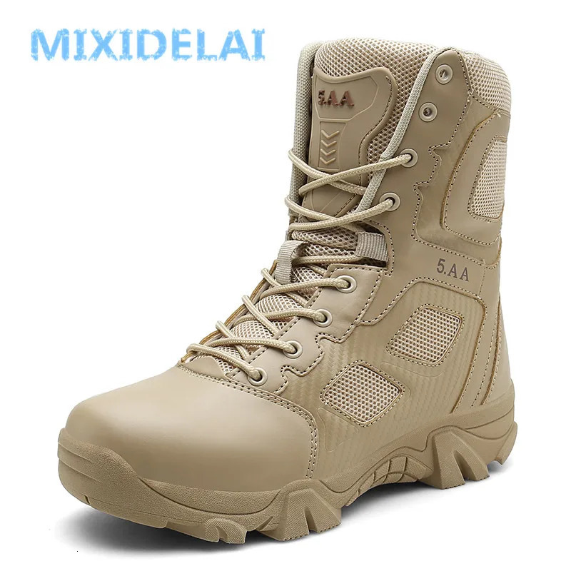 MIXIDELAI Size 3947 Desert Tactical Mens Boots Wearresisting Training Boots Waterproof Outdoor Hiking Men Combat Ankle Boots 251010