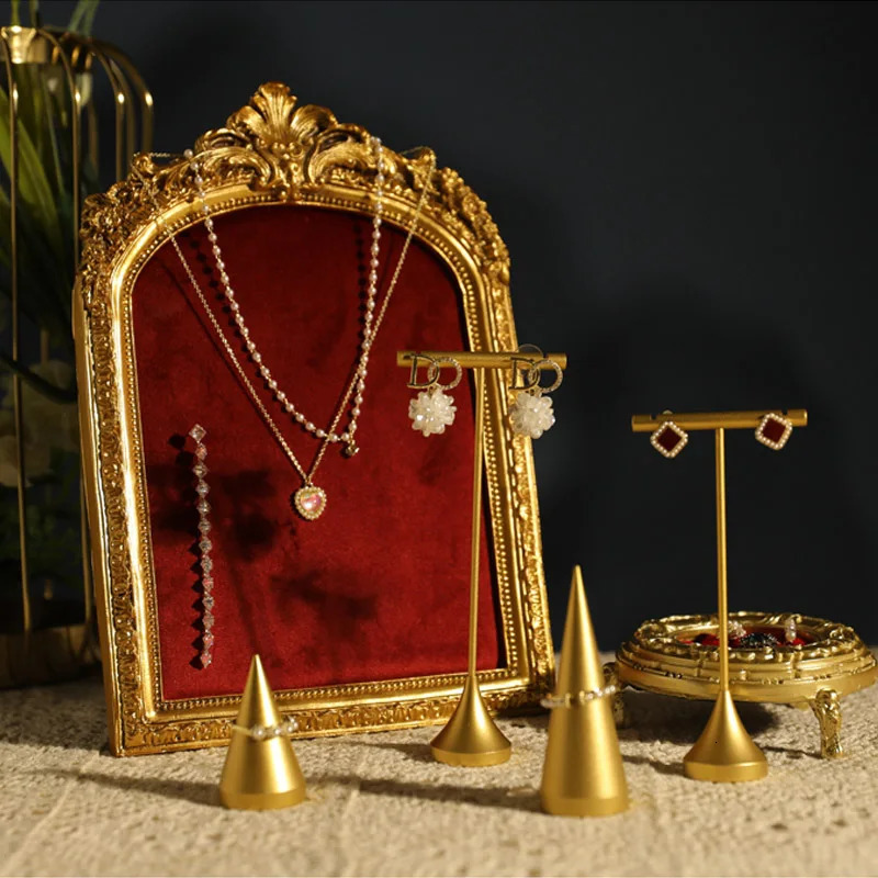 Retro Picture Frame Shape Jewelry Display Stand Earrings Necklace Organizer Rack Jewelry Counter Showcase Props 251016