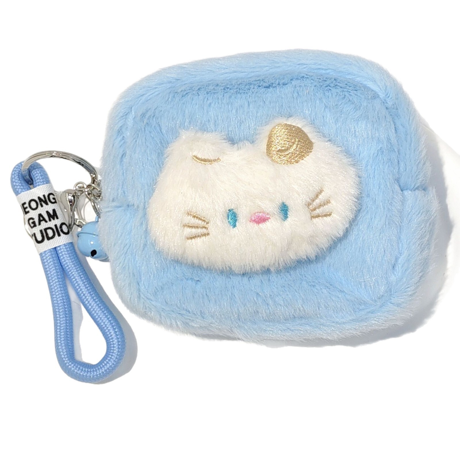Designer's new cute pet plush coin wallet cartoon cute headphones key storage bag backpack pendant square small plush bag