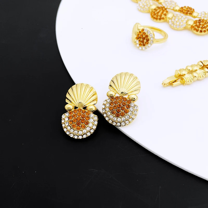 latest Italian Ladies Fine Jewelry Sets Gold Color Women Necklace Earrings African Big Jewelry Wedding Party Gift 251016