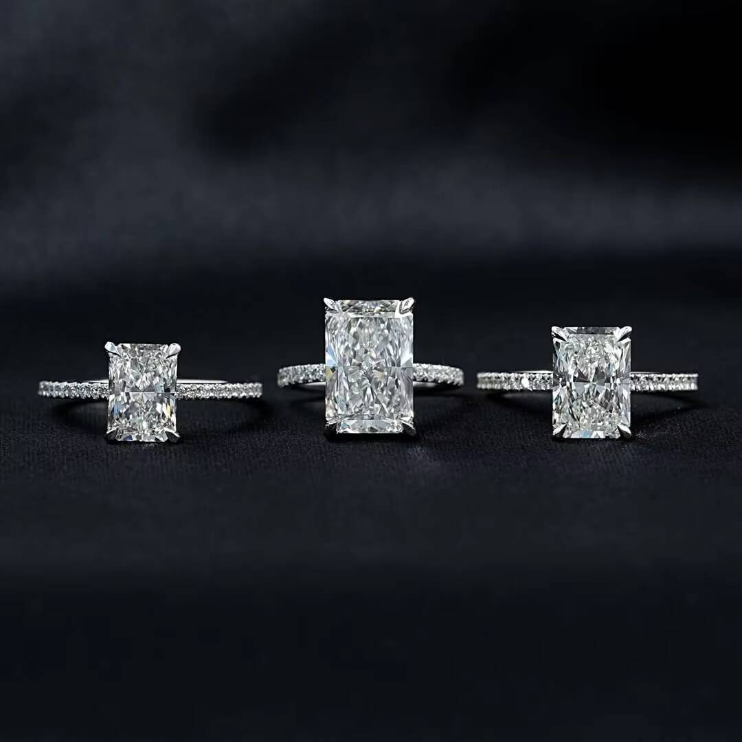 GRA Certificate 3ct 5ct Radiant Crushed Ice Cut Moissanite Rings Silver Sterling 925 18k Gold Plated Mossanite Ring