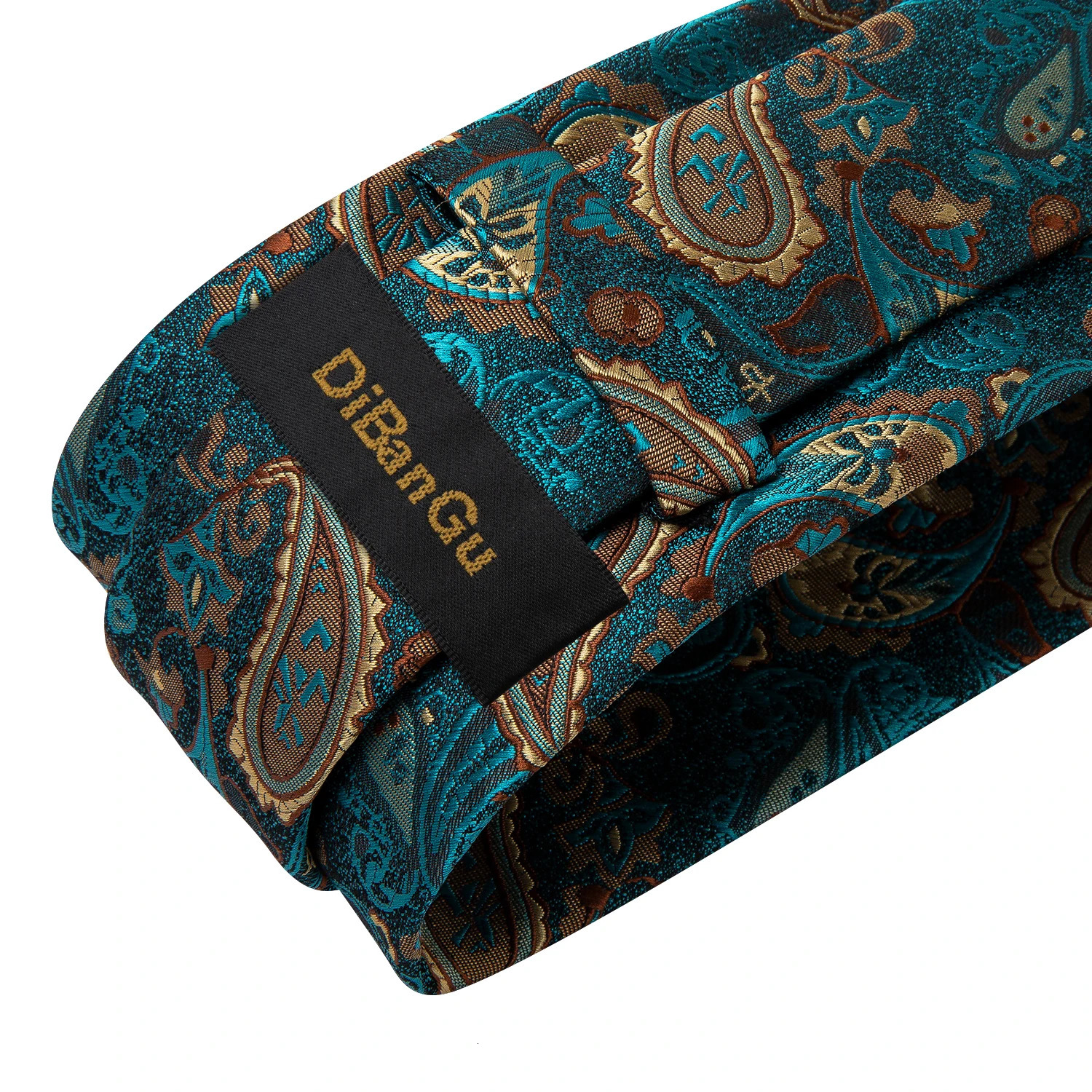 8cm Mens Silk Polyester Ties Pocket Square Cufflinks Green Gold Paisley Wedding Party Accessories Necktie Gift 251014