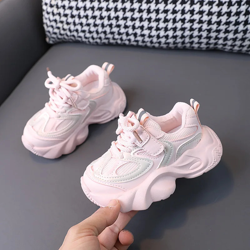 Spring Autumn Children Casual Shoes Kids Sneakers Soft Breathable Mesh Boys Girls Running Sport Shoes Beige Black Pink 251017