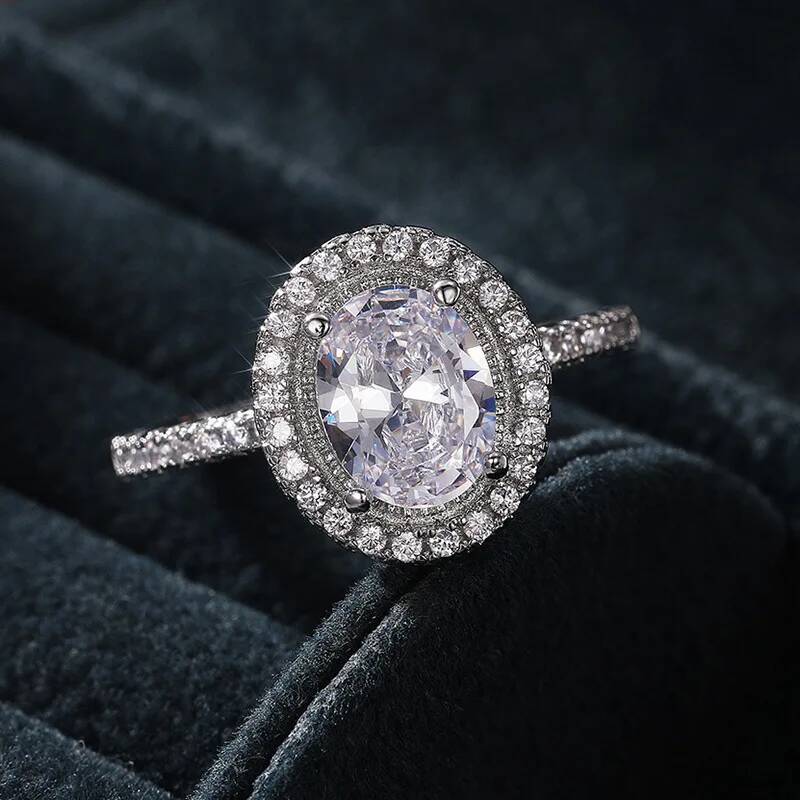 Moissanite 925 Sterling Silver Ring For Women Square Round Brilliant Diamond Finger Band Wedding ring Jewelry Gift