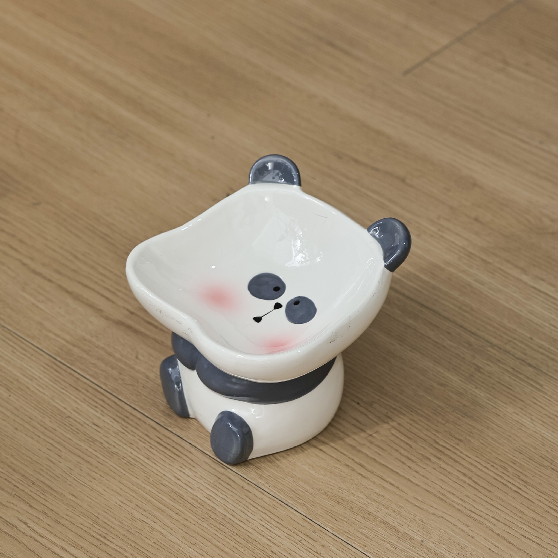 K3267 Slow-feeding neck-protecting pet bowl, oblique-mouthed ceramic anti-tip high-legged food bowl