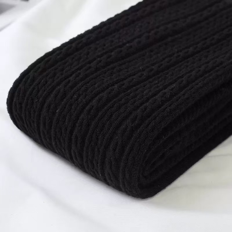 7PCDurable Autumn-Winter Ladies Thermal Knit Leggings with Comfortable Deep Grey Color