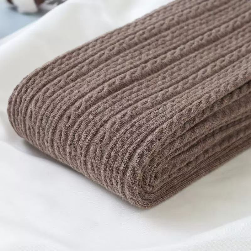 7PCDurable Autumn-Winter Ladies Thermal Knit Leggings with Comfortable Deep Grey Color