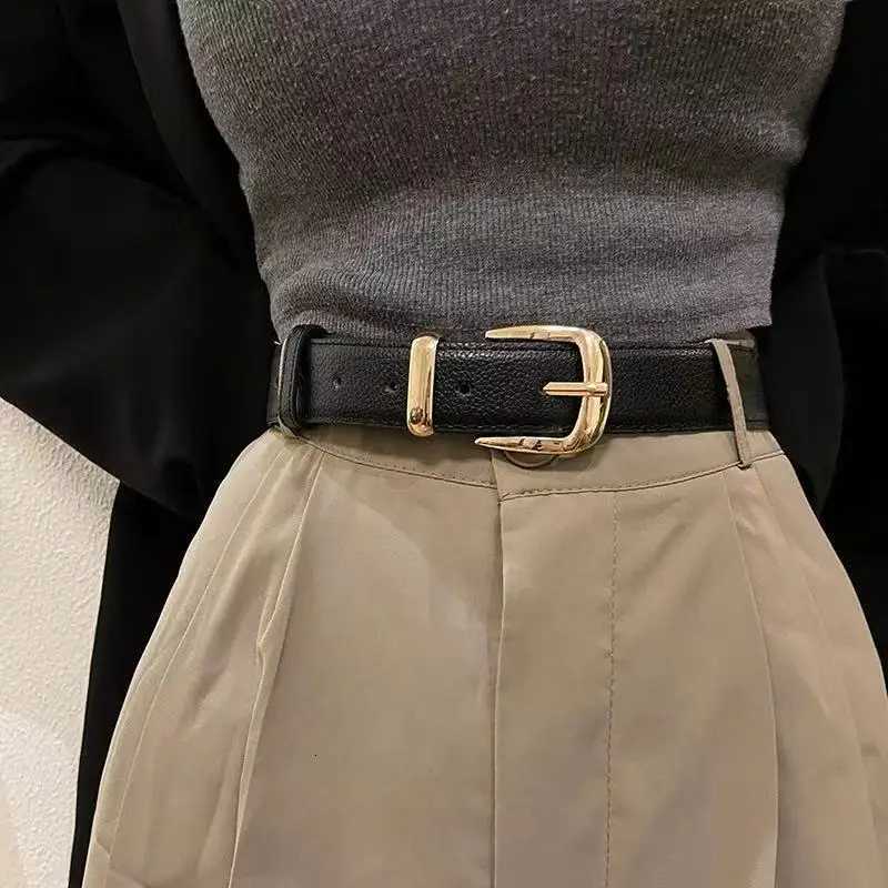 1pcs Womens Belt Fashion Pin Buckle Thin Belt Genuine Luxury Soft Belt Women with Cargo Pants Jeans Belts Black PU Leather Belt W251018