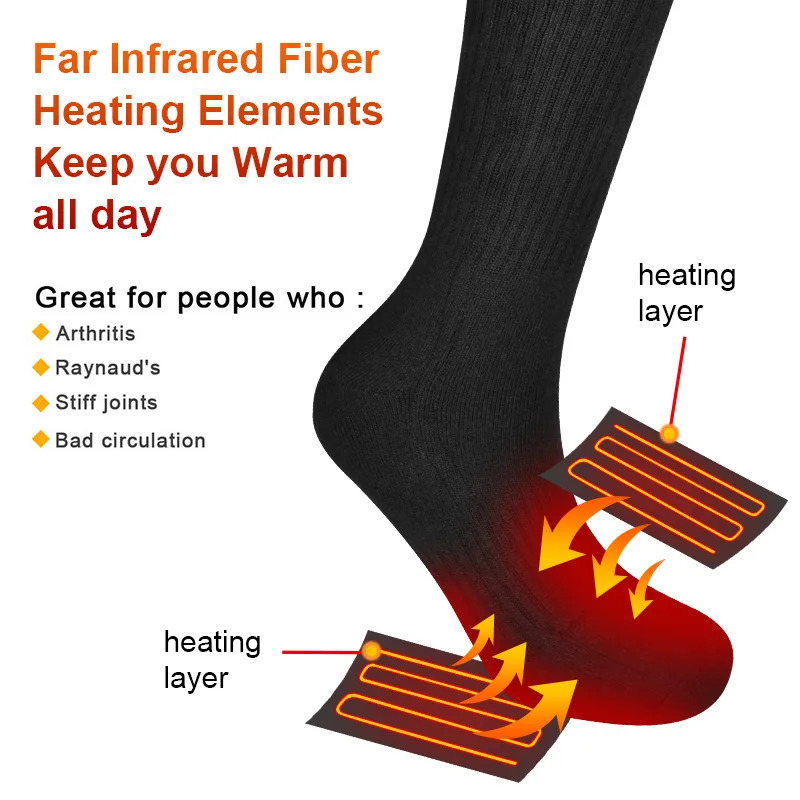 Savior Winter Heated Socks Rechargeable Heating Socks for 2200mah Heated Socks Warmth Outdoor Heated Boots Snowmobile Winter Ski 251009