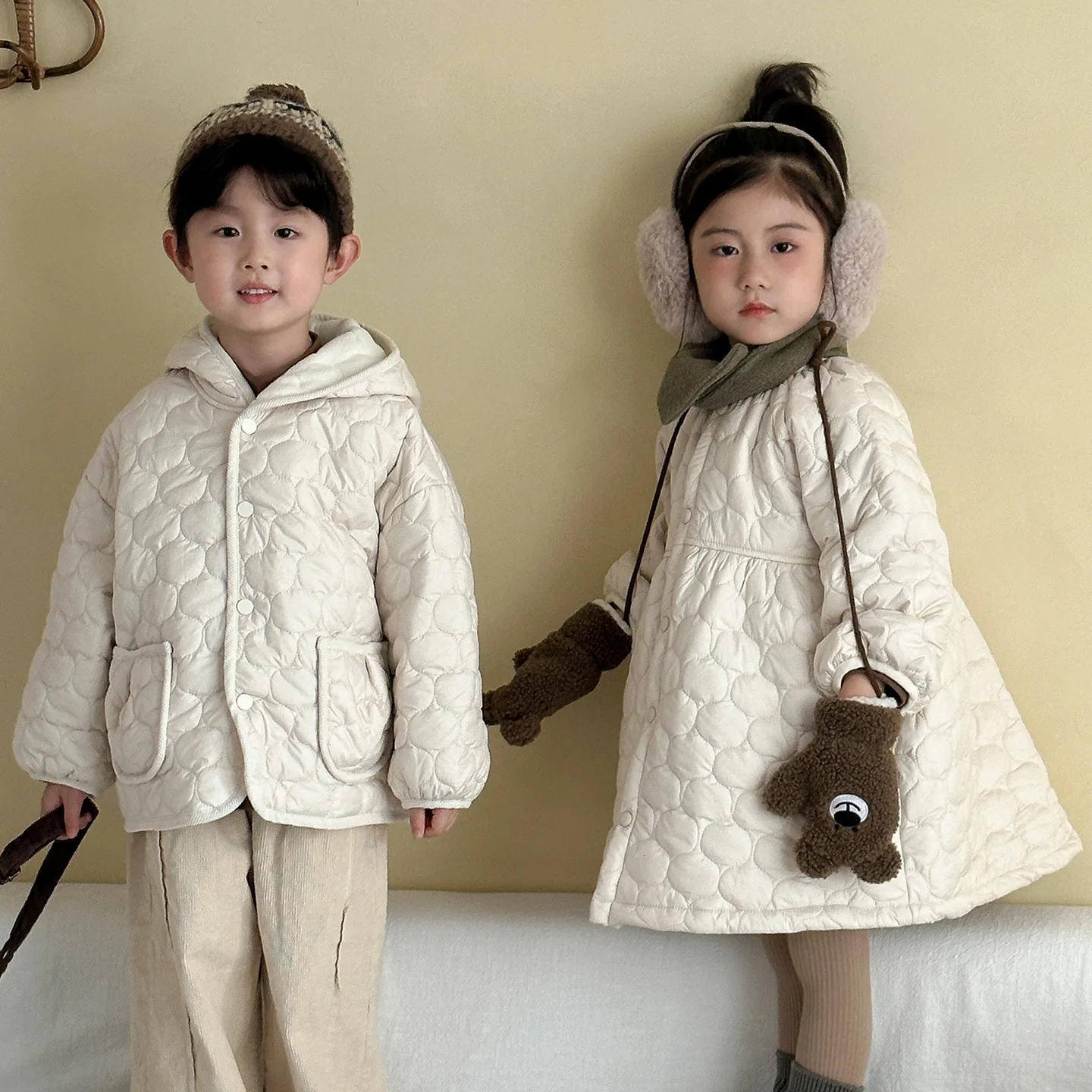 Toddler Kids Girl Down Jacket Winter Solid Color Casual Thick Little Girl Down Outwear Korean Fleece Children Girl Parka Coat 251017