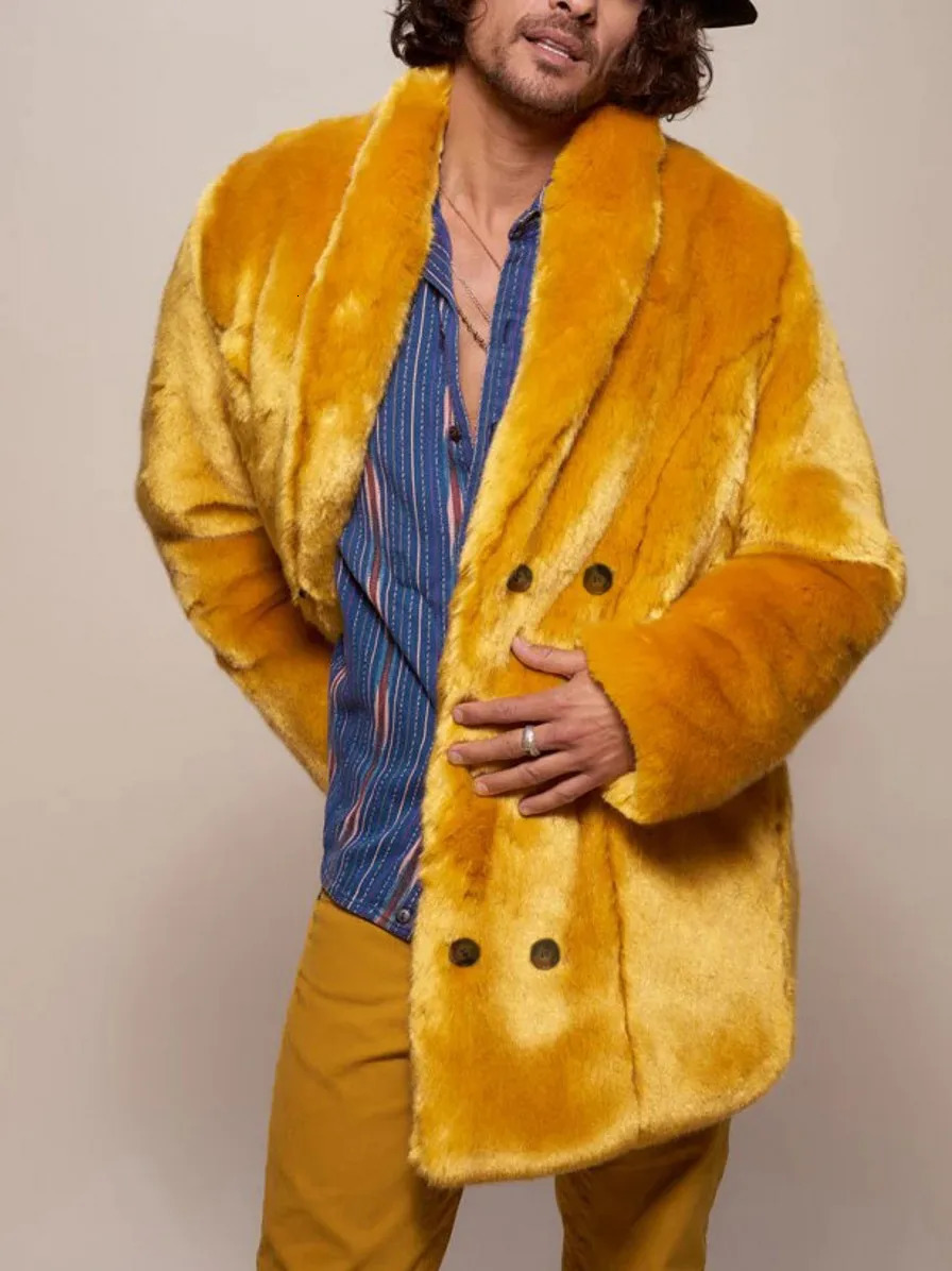 Kegular Size And Plus Size Mens Faux Fur Coat Gold Mink Fur Personality Stylish And Comfortable Faux Mink Fur Coat Men 251017