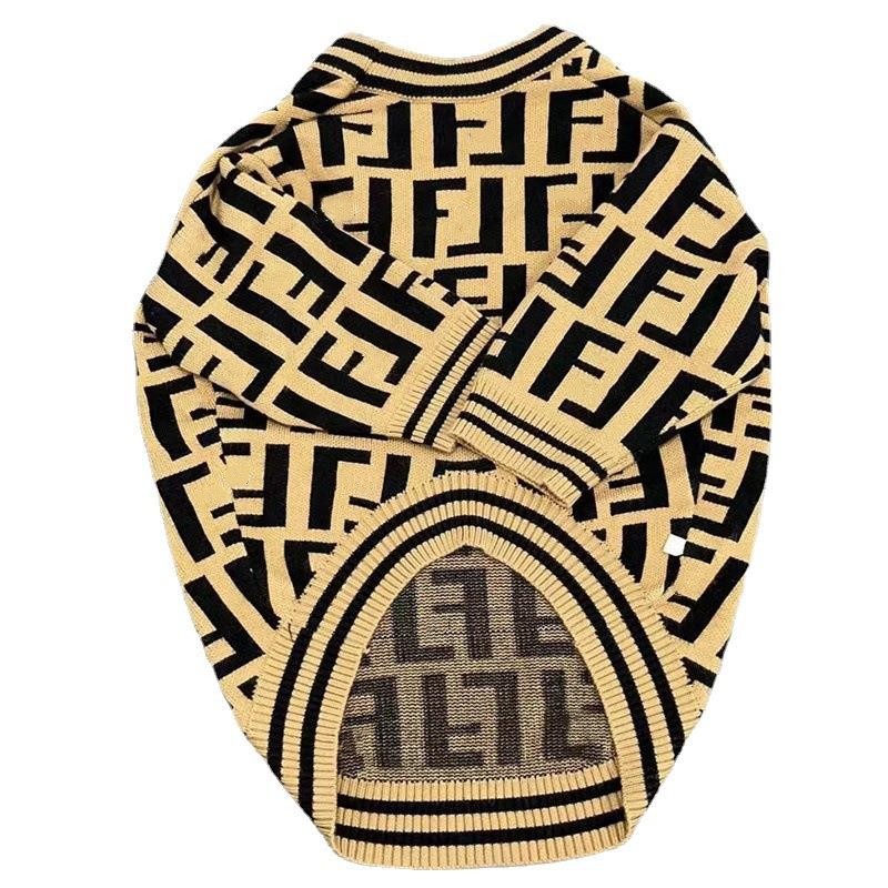 Designer Clothes Knit Big Sweater with Classic Letter Pattern Pet Turtleneck Sweatshirt for Extra Dogs Large Size Dog Cold Weather Outfit XXXL A786 Fr