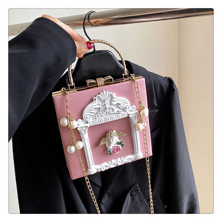 Luxury Brand Designer Bag New Women's Bag Baroque Relief Angel Flower Handheld Chain Bag Niche Single Shoulder Crossbody Bag