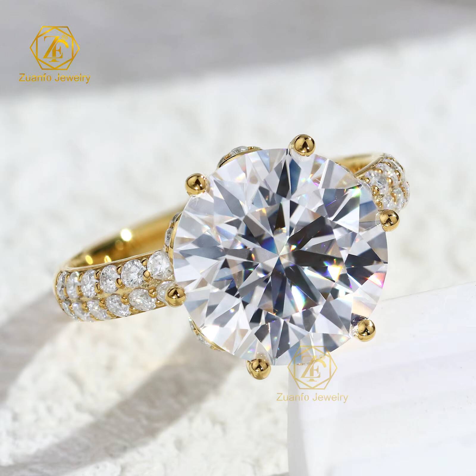 Luxury Moissanite Rings Women Engagement 5CT 11mm Large Size Round Cut Moissante Diamond 925 Silver Wedding Ring