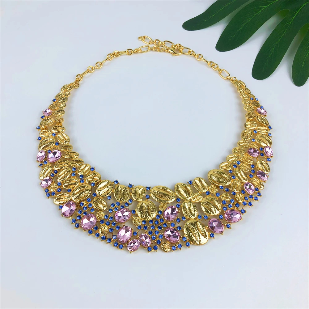 ESALE Vintage Opal Jewelry Set For Women Necklace Earrings Bracelet And Ring 18K Gold Plated Dubai Nigeria Jewelry 251016