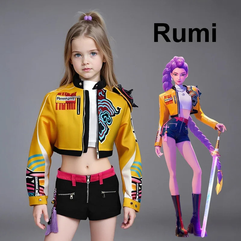 Children Cosplay Performance Costume Outfit KPOP Rumi Group Concert Halloween Clothes Earring Accessory Outfit Size 110160 251017