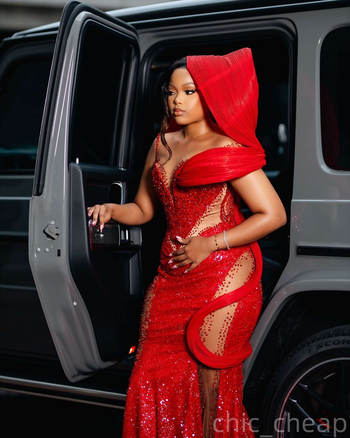 Red Mermaid Prom Dresses 2025 Crystals Illusion Stylish Sequined Evening Formal Party Second Birthday Engagement Gowns Plus Size Dress For Special Occ