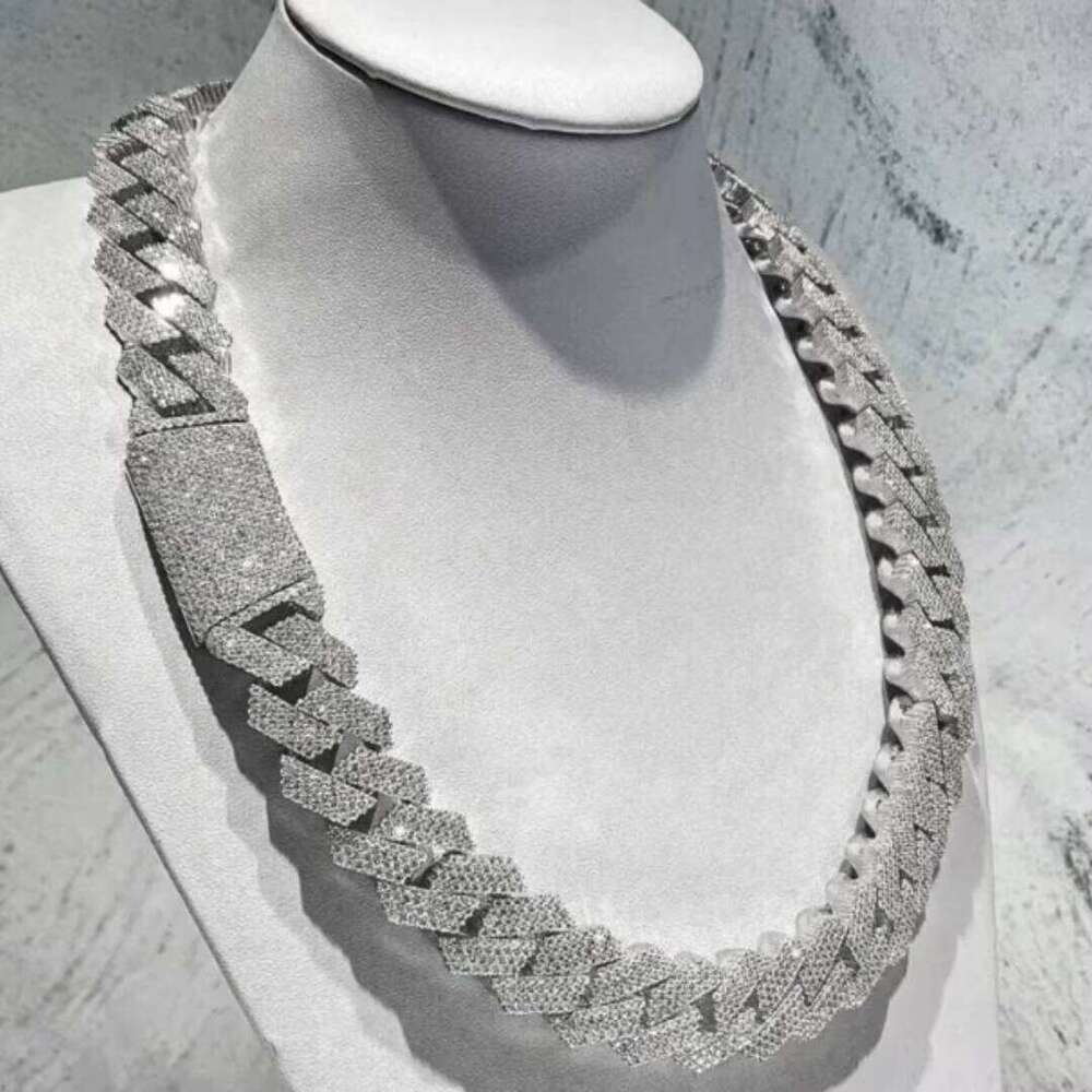 Moissanite Iced Out Cuban Link Chain for Men Hip Hop Jewelry Gold Plated VVS Bling Choker Necklace Wholesale