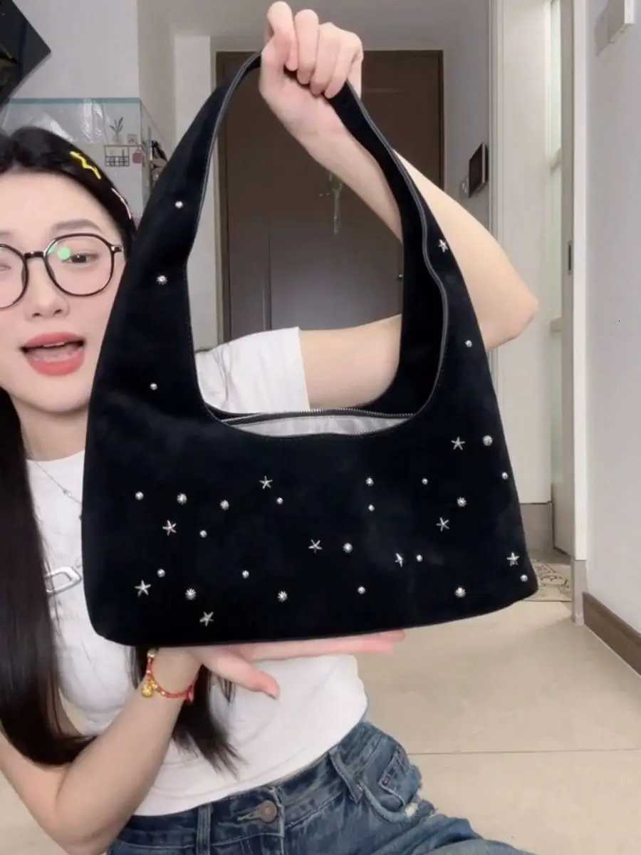 JIAERDI Beading Frosted Underarm Bag Women Retro Versatile Y2k Handbag Female Vintage Hot Girls Coffee Shoulder Bags Aesthetic Z251018