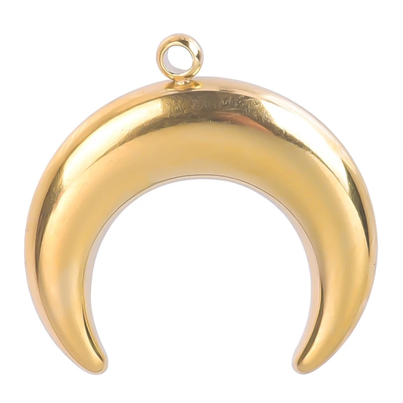 5pcsLot Different Syle Moon Charms For Jewelry Making Supplies 18k Real Gold Plated Stainless Steel Charm In Bulk Women Pendant 251008