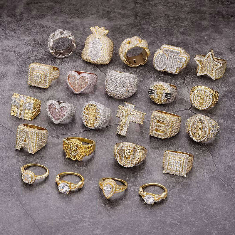 Fashion Jewelry Hip-Hop Heart Eternal 14k Gold Plated Pure Silver Hui Shi Men's Wedding Ring