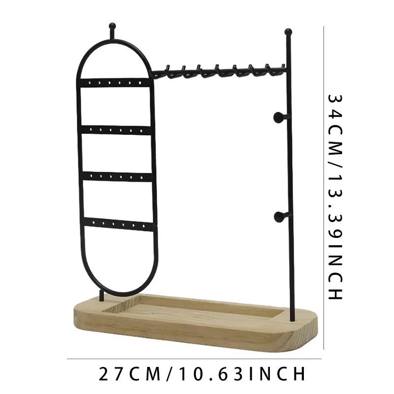 1 desktop solid wood base jewelry rack suitable for organizing and storing watches earrings bracelets necklaces etc 251016