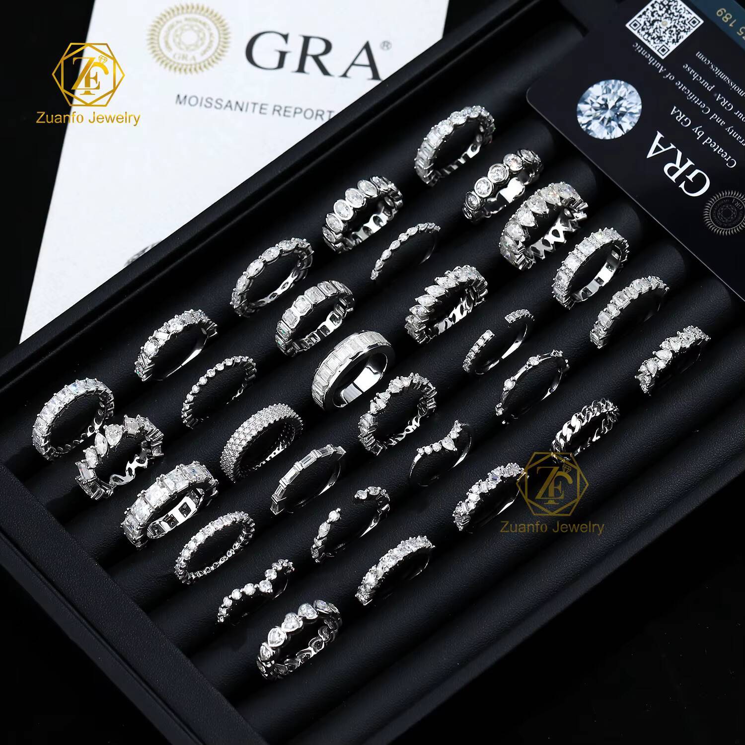 Moq 1 Bulk Stock Custom Moissanite Ring Fine Daily Jewelry Silver Diamond Rings for Women