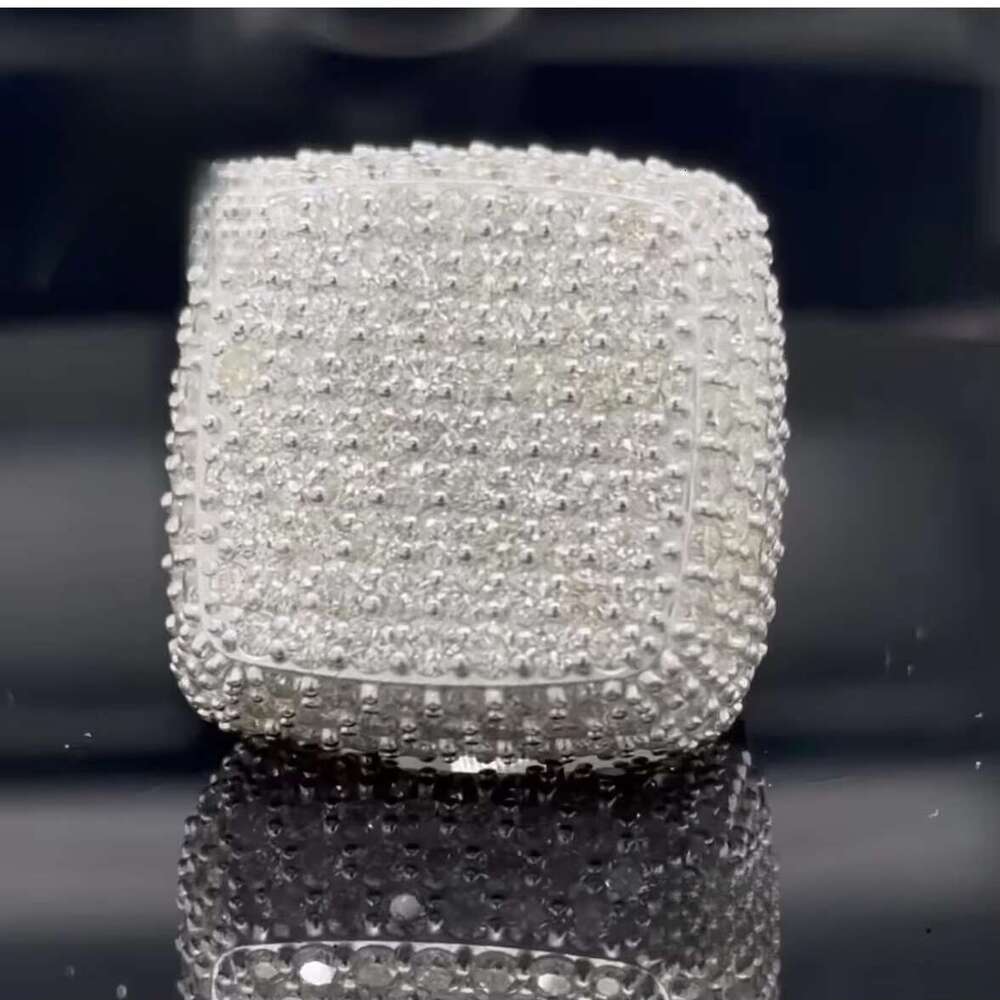 Platinum Plated Men's Jewelry Iced Engagement Moissanite Sterling Silver Hip-Hop Ring