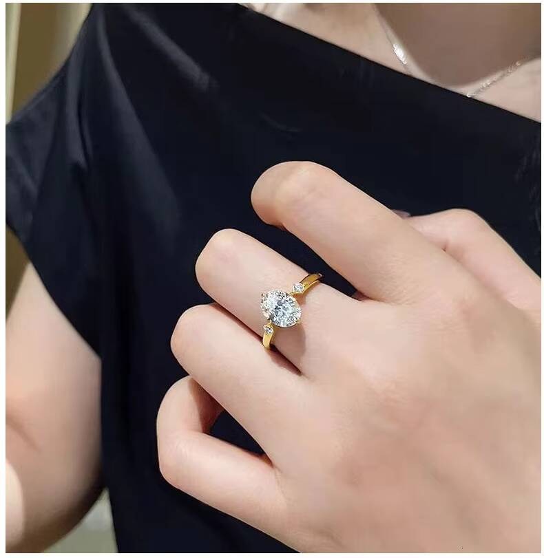 Wholesale GRA VVS 2ct Moissanite Engagement Diamond Oval Water Drop Ring 925 Sterling Silver 18k Gold Women Wedding Jewelry