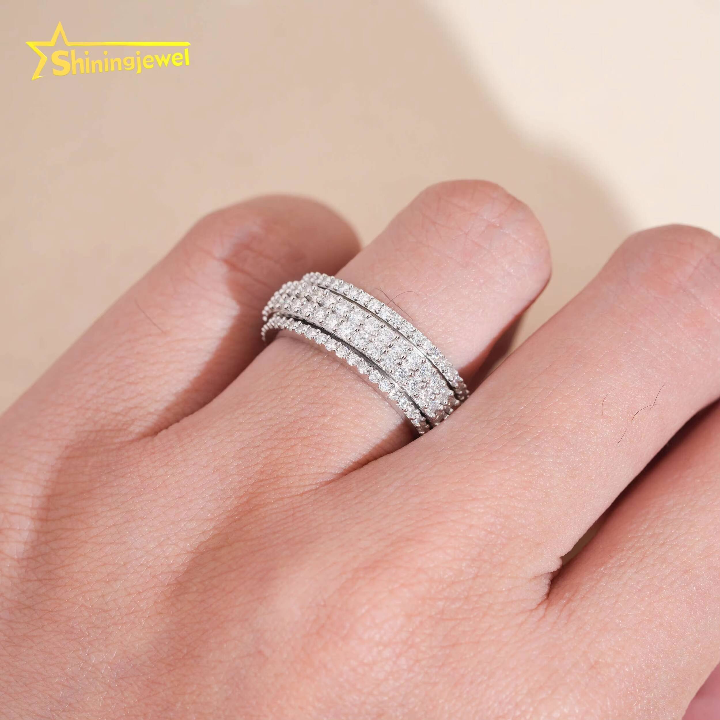 Iced Out Ring 925 Silver Moissanite Diamond Pass Diamond Tester Hip Hop Moissanite Rings Hip Hop Jewelry for Men