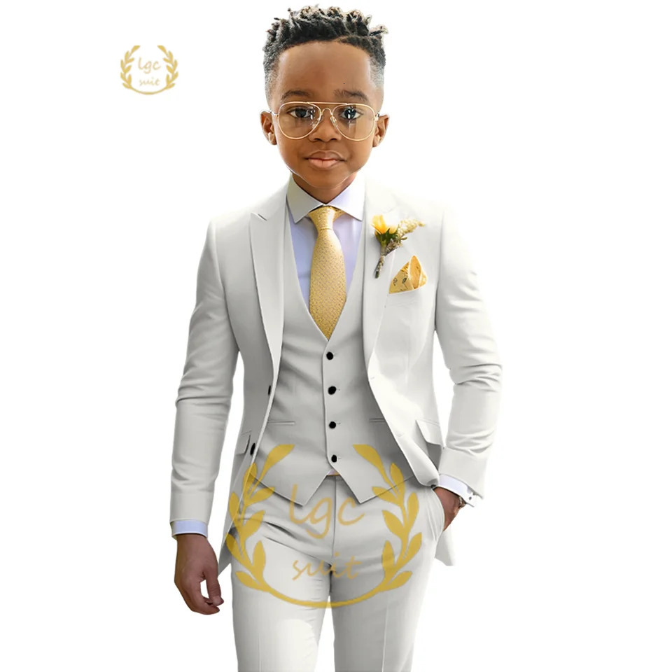 Boys ivory wedding suit dress tuxedo 3piece suit suitable for 216 year old boys customized dinner ceremony tuxedo suit 251017