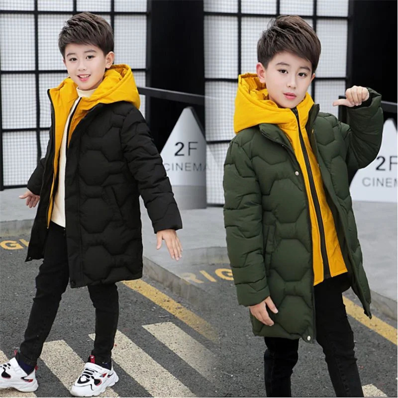 Boys Winter Thick Coat Teen Parka Children Plus Velvet Warm Jackets Fashion Hooded Outwear Kids Clothes 614Y 251017