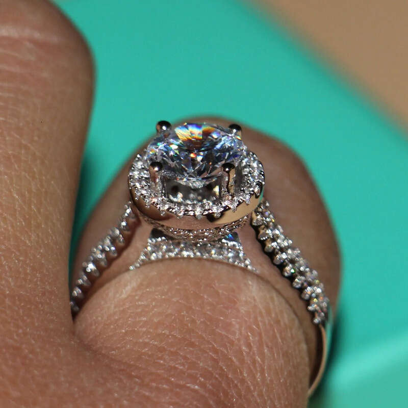 Victoria Wieck Pave setting Vintage Jewelry Sterling sier Round Topaz Simulated Dia Wedding Engagemet Rings for Women Size 5-11