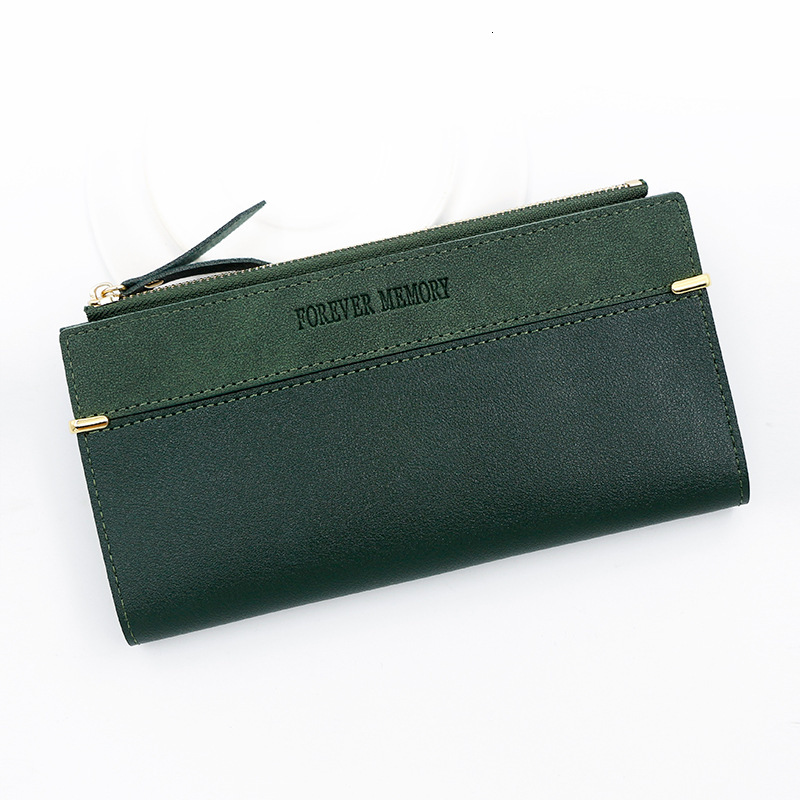 Women's Long Patchwork Leather Solid Color Fashion Wallet Coin Purse Clutch Card Holder Storage Bag