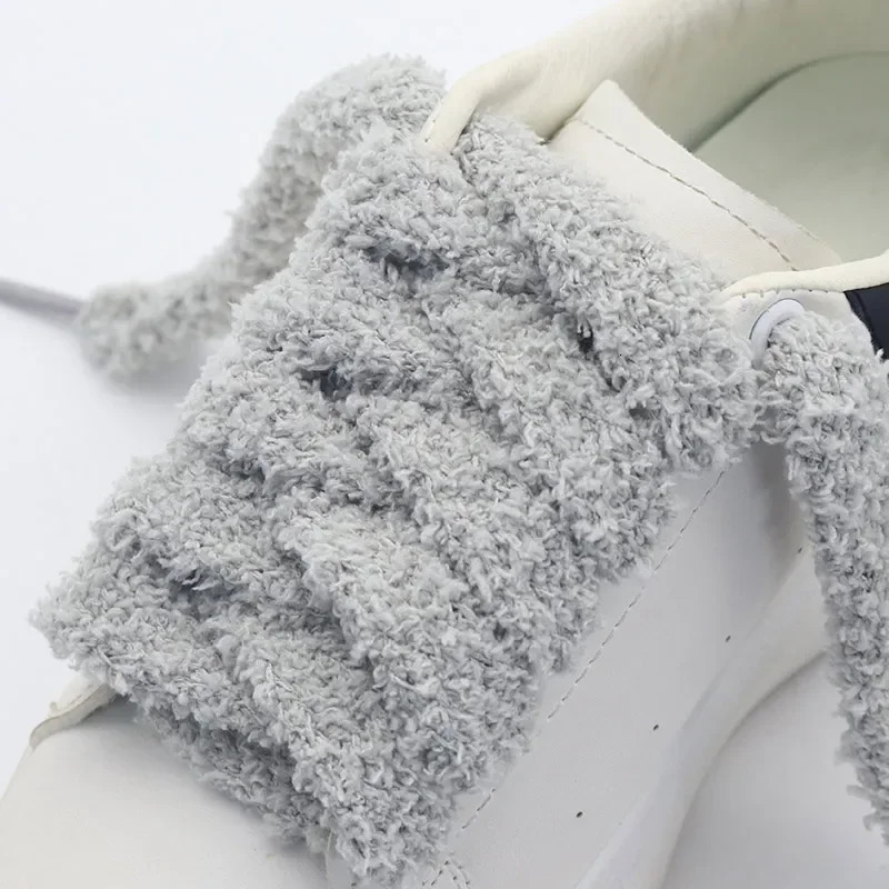 Coolstring Trendy Flat Plush Towel Big Fat Shoelaces Fluffy Fuzzy Casual Sneaker Laces for Women Lady Shoes Lacet 251013